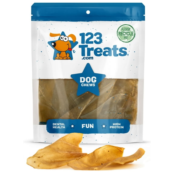 Cow Ears chew treats for Dogs (10 Count) Natural Animal Ear chews from Free Range Grass Fed Cattle with No Hormones, Additives or Chemicals by 123 Treats