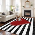 thumbnail image 2 of Area Rug for Living Room, Valentine's Day Non-Slip Indoor Ex Large Carpet for Bedroom/Dining Room, Red Love Heart Black Striped Farmhouse Washable Low-Profile Rectangle Floor Runner Rugs - 8 x 10 Ft, 2 of 8