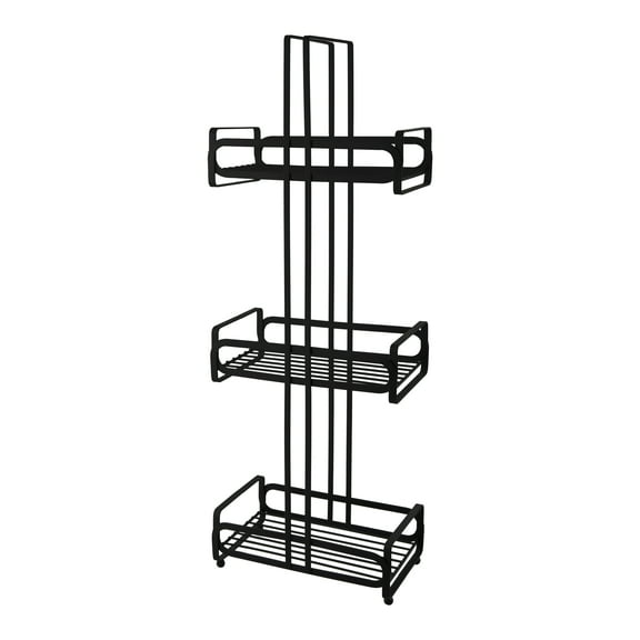 ELLE Paris Noir 3 Tier Spa Tower Storage Shelf Unit in Black