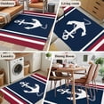 thumbnail image 5 of Navy Blue Red Stripe Runner Rug 2.7x5 FT, Non Slip Entryway Carpet, Coastal Nautical Anchor Farmhouse Washable Soft Floor Carpet Entrance Mat Non-Shedding Throw Rug for Hallway Laundry Room Bedside, 5 of 9