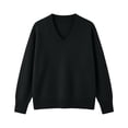 thumbnail image 4 of Zormilly Black Sweaters for Women Long Sleeve V Neck Soft Oversized Sweaters Winter Brushed Knit Tops, S-L, 4 of 8