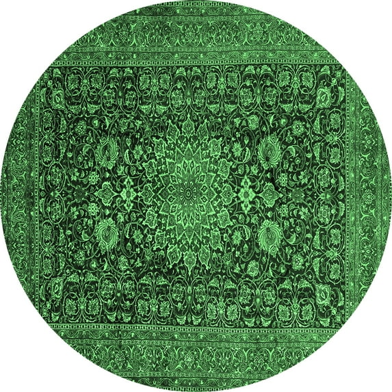 Ahgly Company Indoor Round Medallion Emerald Green Traditional Area Rugs, 5' Round