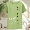 thumbnail image 5 of Fengactive Women's Short Sleeve Crew Neck Tops Printed Shirts Button Summer Blouses Tunic Trendy, 5 of 5