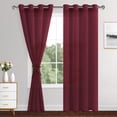 thumbnail image 2 of XWZO Wine Red Sheer Curtains, 84 Inch Length 2 Panels Set with Tiebacks, Grommet Semi Transparent Light Filtering Window Drapes for Bedroom Living Room Dining Wedding Backdrop, W52 x L84, 2 of 11