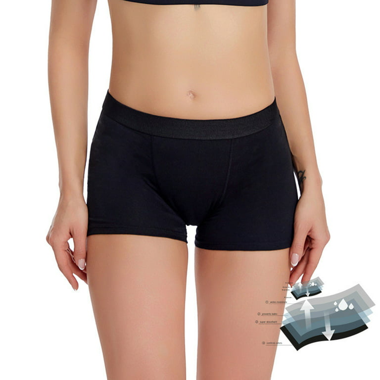 Noarlalf Womens Underwear Boxers for Women Panties for Women Absorbent Boxer  Underwear for All-Day and Night Comfort Black 3XL 