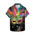thumbnail image 2 of JURANMO 90% Off Clearance Sale Mens Hawaiian Shirts Novelty Mask Printed Tshirt Casual Short Sleeve Button Up Vacation Summer Tops Multicolor S, 2 of 6