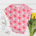 thumbnail image 4 of CUZIBR Unisex Valentine Funny Shirt Round Neck Short Sleeve T-Shirt Couples Matching Tee Diy Graphic Print Loose Fashionable Tops For Women Casual Top Blouse,Pink,XL, 4 of 5
