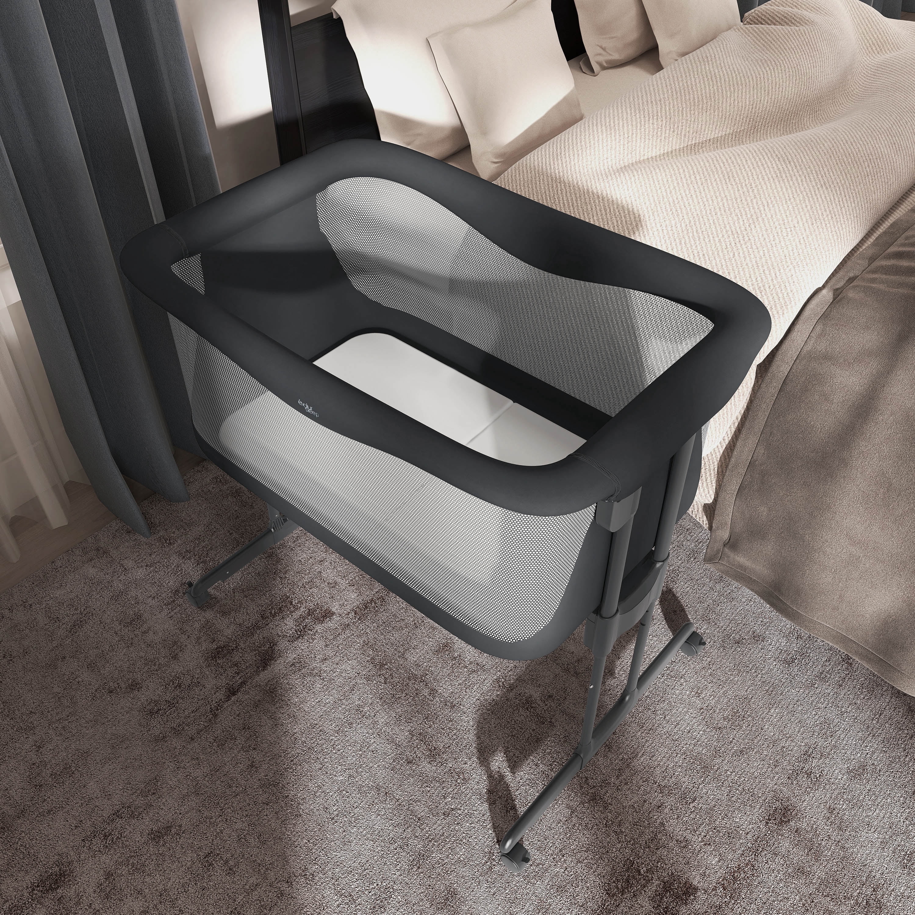 Evolur Kinsley Quickfold Portable Bassinet, Dark Gray