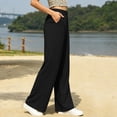 thumbnail image 6 of Liuinsasek Women's High Waist Straight Wide-Leg Pants Fashionable Versatile Casual Solid Color Elastic-Waist with Pockets Spring Summer Outfits, 6 of 7
