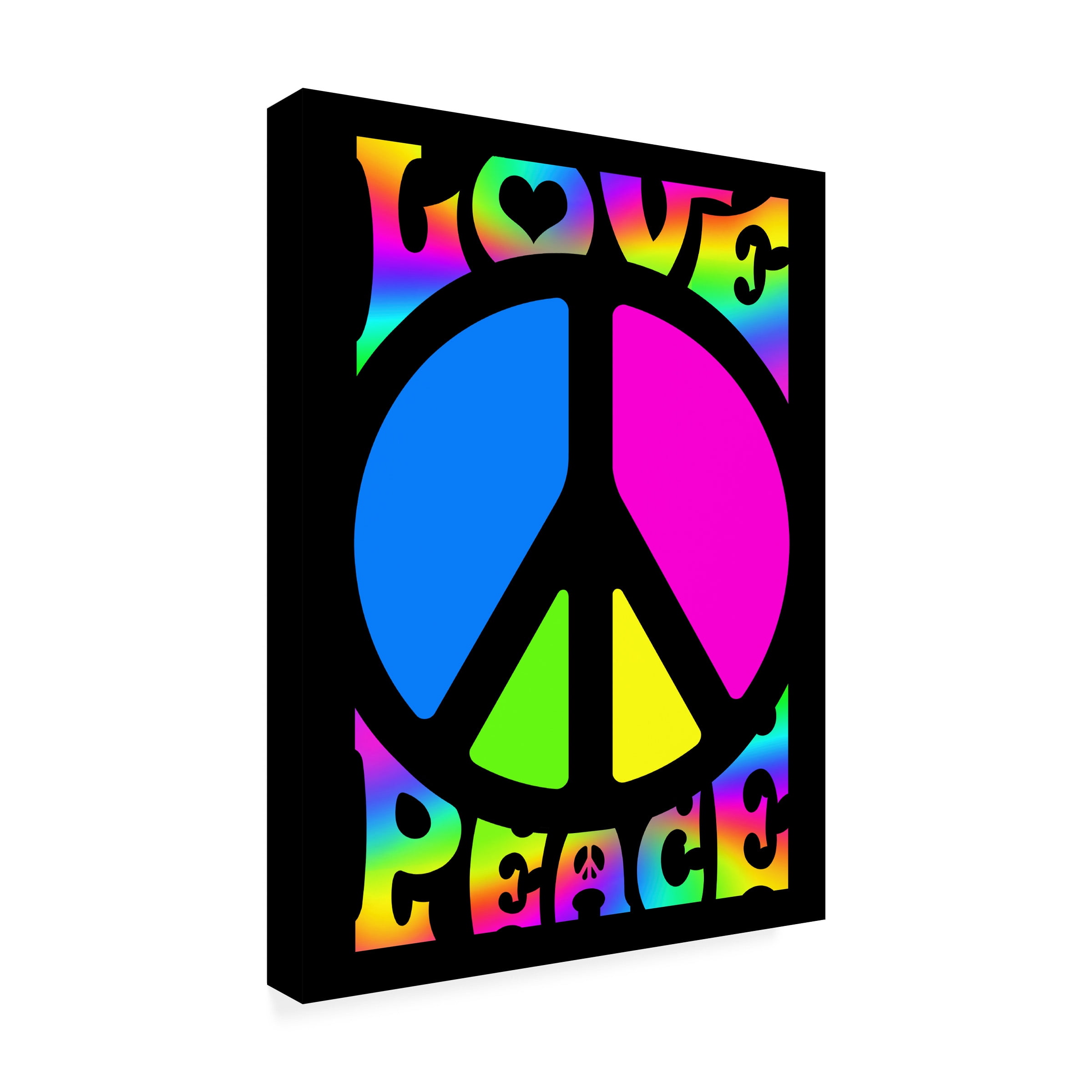 Canvas Wall Art - Michael Fishel 'Retro Peace Sign' Wall Art for Living Room, Bedroom, or Office Décor by Trademark Fine Art - 35 x 47 Inches
