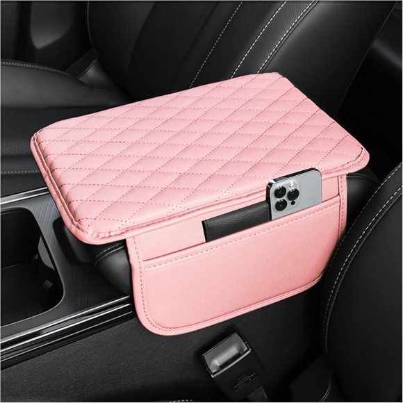 Car Center Console Cover for Dodge Ram 1500 2019-2025 Crew Cab, Car Armrest Cover Cushion Arm Rest Cover Auto Interior Arm Rest Seat Box Pad Accessories,Pink