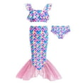 thumbnail image 2 of Kiijoy Girls 3-Piece Swimsuit Ruffle Bikini Tail Set Bathing Suit Swimwear, Sizes 7-8, 2 of 8