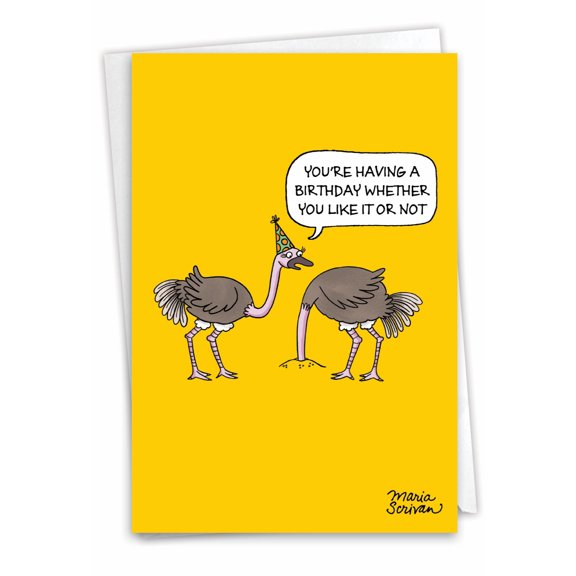 1 Funny Birthday Card with Envelope - Ostrich Party C6966BDG