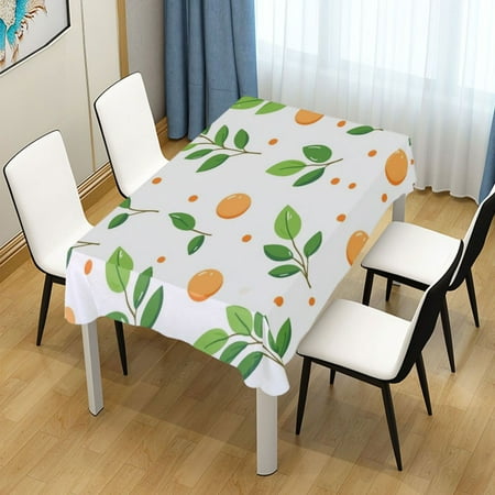 

60x120 Inch Tablecloth Polyester Square Tablecloth for Home Kitchen Dinner Decor Peach Fruit and Leafy