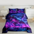 thumbnail image 2 of Homewish Wild Dinosaur Queen Comforter Set,Safari Dino Bedding Sets,Blue Purple Bedding Comforter Set For Boys Kids,Super Cozy Room Decor Reversible,3-Piece, 2 of 8