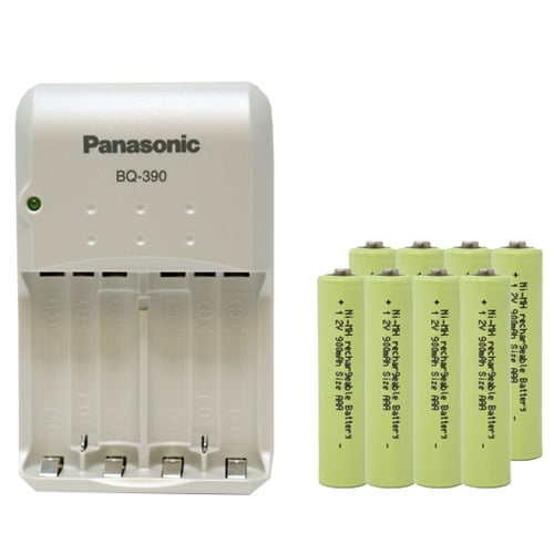 Panasonic BQ-390 Smart Battery Charger + 8 AAA NiMH Batteries (900 mAh)