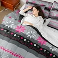 thumbnail image 4 of Feelyou Grey Pink Aztec Bedding Comforter Set 7 Pieces, Boho Rustic Triangle Full Bedding Set, Western Old Fashion Reversible Fitted Sheet Flat Sheet, Super Cozy Room Decor, 4 of 8