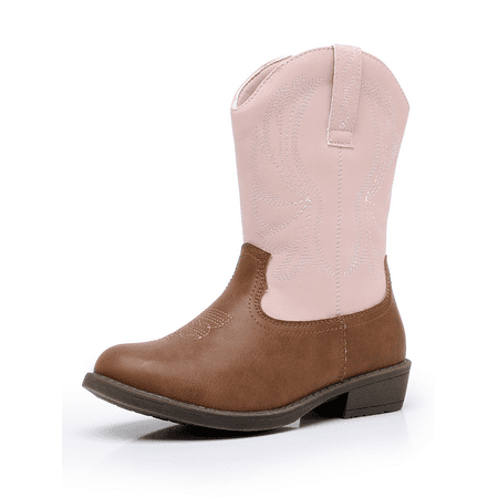 Apakowa Girls Cowgirls Boots Mid Calf Girls Cowboys Western Boots Riding Shoes (Toddler/Little kid/Big kid)