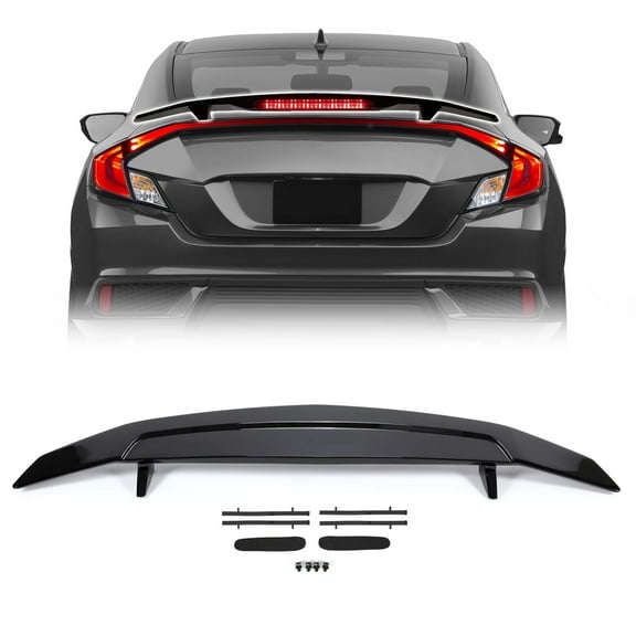 CCPAO Compatible with Honda Civic X 10TH GEN 2016-2021 R Style Trunk Spoiler Wing W/ LED Light