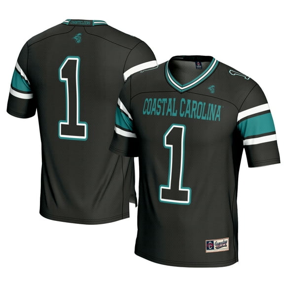 Men's GameDay Greats #1 Black Coastal Carolina Chanticleers Football Jersey