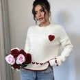 thumbnail image 4 of Suéter de Punto Holgado Informal con Cuello Redondo y Diseño de Corazón para Mujer XL, 4 of 7