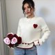 thumbnail image 4 of Suéter de Punto Holgado Informal con Cuello Redondo y Diseño de Corazón para Mujer XL, 4 of 7