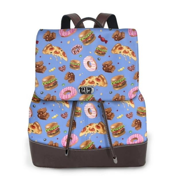 Easygdp Fastfoods Mochila de Cuero para Mujeres, Bolso de Hombro, Bolsos de Mano de Moda para Trabajo y Viajes
