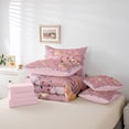 thumbnail image 6 of Feelyou Pink Rose Floral Bedding Comforter Set 7pcs, Vintage Bohemian Cherry Blossoms Queen Bedding Sets, Teens Kids Girls Women Reversible Queen Sheet Sets, Super Cozy Room Decor, 6 of 8