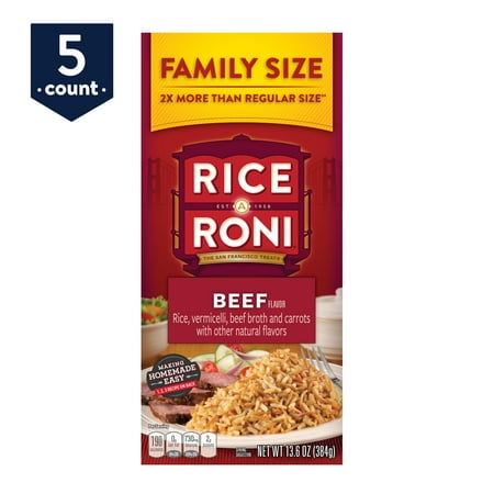 (5 Pack) Rice-A-Roni Rice & Vermicelli Mix, Beef, Family Size, 13.6 oz (Best Beef Fried Rice)