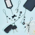 thumbnail image 3 of 6 Pcs Punk Phone Charms Black Acrylic Heart Moon Key Star Bow Phone Charms Straps Phone Case Charms String Acrylic Bead Mobile Straps Accessories Decoration, 3 of 7