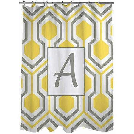 Thumbprintz Honeycomb Monogram Yellow Shower Curtain - Walmart.com Thumbprintz Honeycomb Monogram Yellow Shower Curtain - Walmart.com