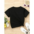 thumbnail image 2 of [Girls' Graphic Tee] Girls' Graphic T-Shirt | "In My 100 of School Era" Black with Lettering & Joyful Face Design, Casual Short Sleeve Round Neck Summer Top for Ages 4-12, Machine Was, 2 of 6