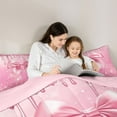 thumbnail image 6 of Feelyou Princess Bowknot Pink Bedding Comforter Set, Fashion Sequin Print Twin Comforter Sets, Teens Kids Girls Women Reversible Bedding Set, Super Cozy Room Decor, 2-Piece, 6 of 9