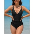 thumbnail image 5 of Charmo Womens V Neck One Piece Swimsuit Double Straps Monokini Swimsuits Tummy Control Swimwear, 5 of 6