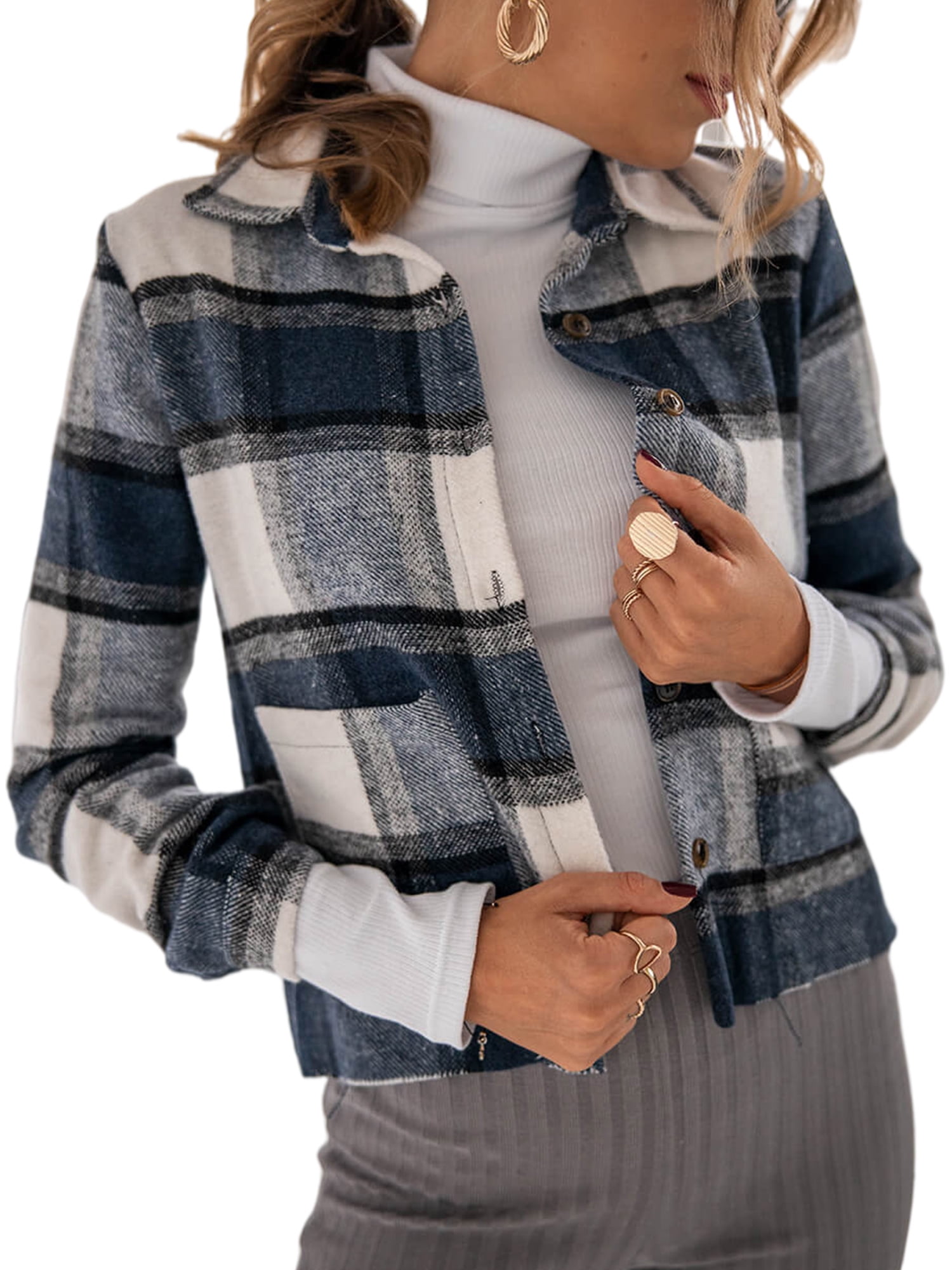 Sexy Dance Womens Flannel Plaid Shirts 
