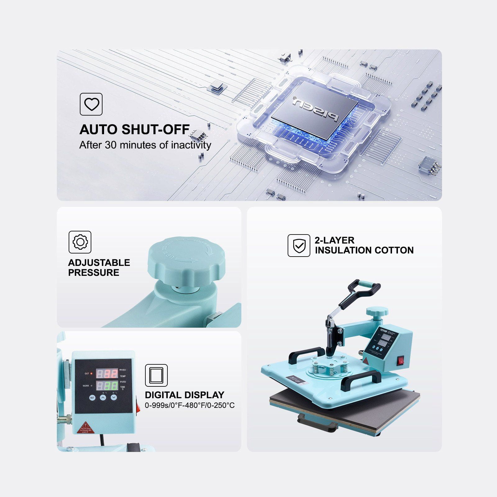 12x15 Inch Heat Press Machine 2 in 1 T Shirt and Hat Press with 360 Degree Swing Away Digital Control Fast Even Heating for T Shirts Hats Caps Green