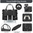 thumbnail image 6 of Weekender Bags for Women, Carry on Overnight Weekend Travel Duffel Bag with Shoes Compartment &Toiletry Bag, Personal Item Bag for Travel Business Trips Sport Hospital(Black), 6 of 8