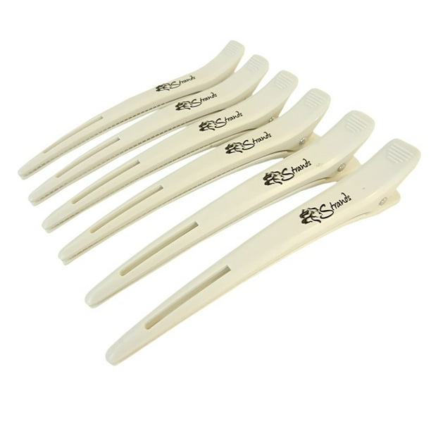 Strands Duck Bill Hair Clips White 6pcs