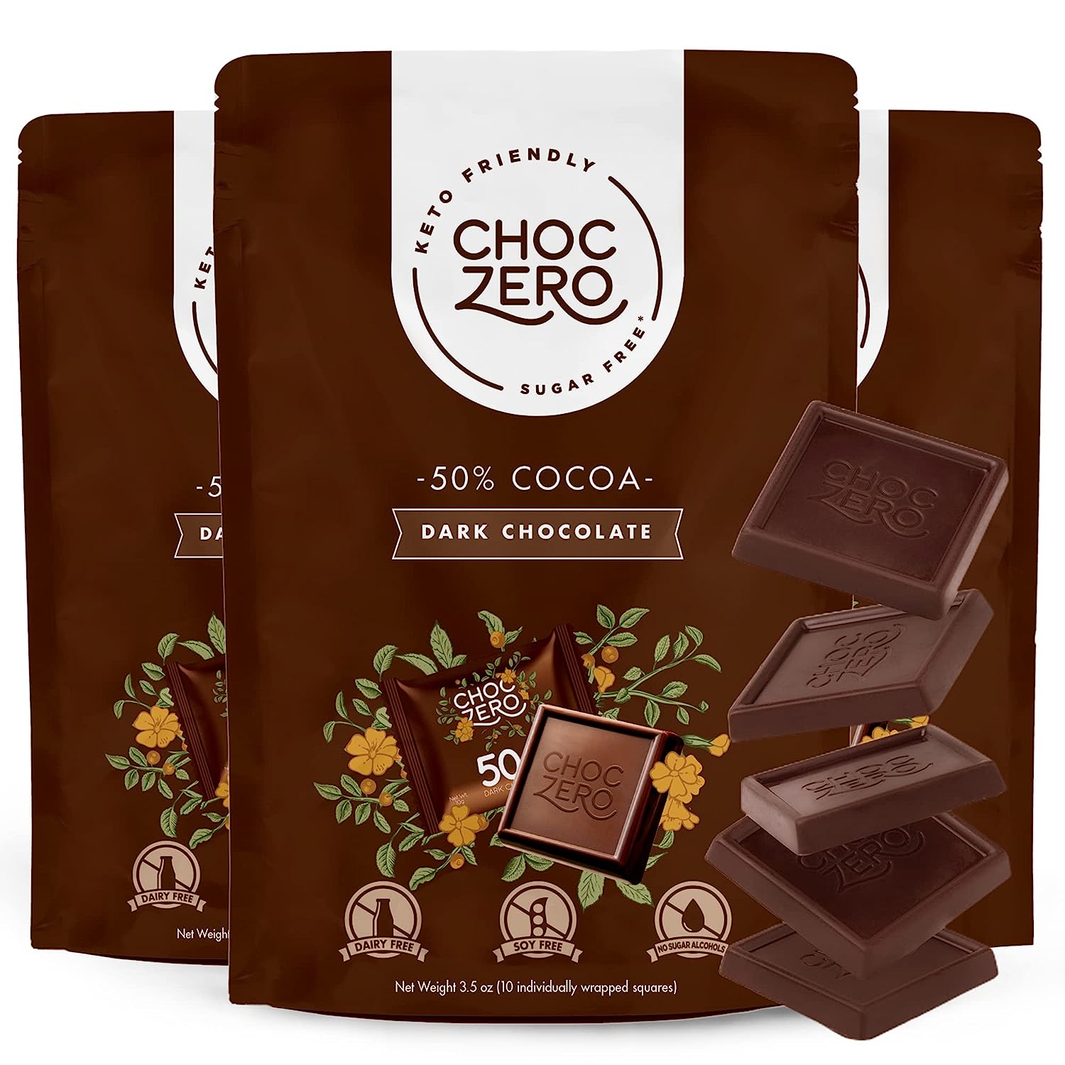 Choczero Semisweet Vegan Dark Chocolate 50 Cacao Keto Friendly (3