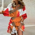 thumbnail image 6 of Guzom Dresses for Women 2023- Elegant Holiday Long Sleeve V-Neck Spring and Summer Mini Dresses Orange S, 6 of 8
