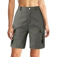 thumbnail image 1 of MAWCLOS Ladies Bottoms Solid Color Cargo Shorts Button Summer Bermuda Short Lounge Dailywear With Pockets Mini Trousers Grey 2XL, 1 of 3