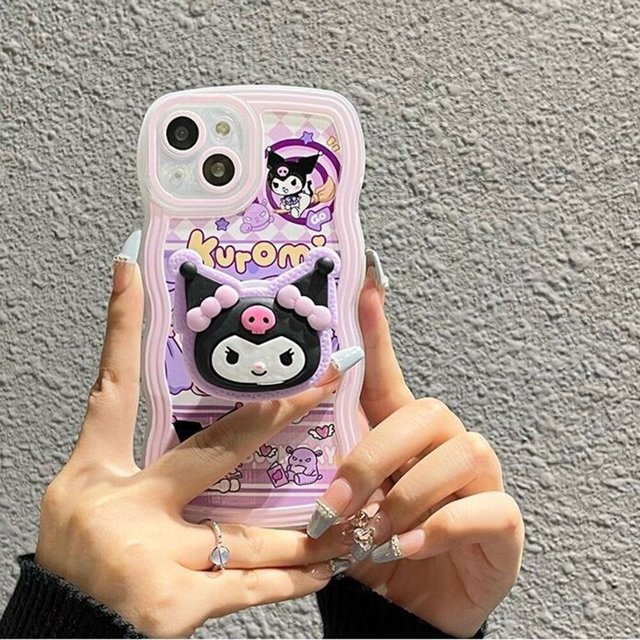 Sanrio Kuromi-fundas de teléfono con soporte de anillo para iPhone, protección de cámara para iPhone 14, 13, 12, 11 Pro Max, X, XR, XS, 8, 7 Plus, SE2020 Fivean unisex