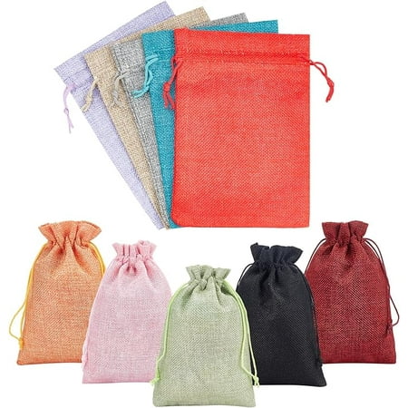 PH PandaHall 10 Color 5x7'' Burlap Bags with Drawstring Advent Calendar Bags Gift Sachets Gift Bags Jewelry Pouches Sacks Burlap Bags Packing Storage for Wedding Party Shower Birthday Xmas Presents
