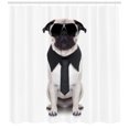 thumbnail image 3 of Ambesonne Pug Shower Curtain, Cool Dog with Tie Glasses, 69"Wx75"L, Black Cream, 3 of 3