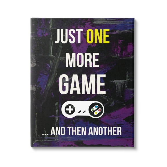 Stupell Industries One More Game Video Gamer Controller Text Sign Graphic Art Gallery Wrapped Canvas Print Wall Art, Design by Annie Warren