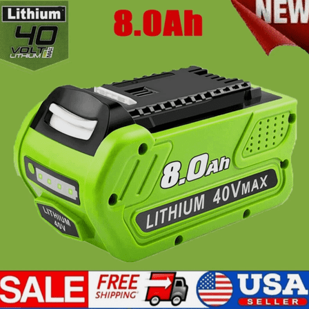 8.0Ah Lithium-ion Replacement Batteries Compatible with GreenWorks 40V Battery Models 29472, 29462, 29252, 20202, 22262, 25312 Power Tools