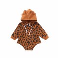 thumbnail image 1 of Body De Bebé Canastilla Onesies Para Niños Pequeños Otoño Primavera Niñas Niños Estampado De Leopardo Mameluco Con Capucha Botón De Manga Larga Sudadera Monos Marrón Odeerbi LM103-7056, 1 of 4