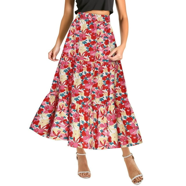 Aocisk Jupe Demi-Jupe à Imprimé Floral Mode Été pour Femmes, Coupe Décontractée pour Usage Quotidien, Polyvalente, Multicolore TG