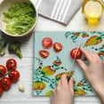 thumbnail image 3 of Japanese Cutting Board, Ornate Japanese Watercolor Flower Motif Environment Inspired Art Image Print, Decorative Tempered Glass Cutting and Serving Board, Large Size, Orange Green, by Ambesonne, 3 of 5