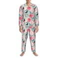 thumbnail image 3 of Naloa Roses and Butterflies Men’s Pajamas Set - Long Sleeve Button Down Sleep Shirt and Pajama Bottoms Sleepwear Set-Large, 3 of 7